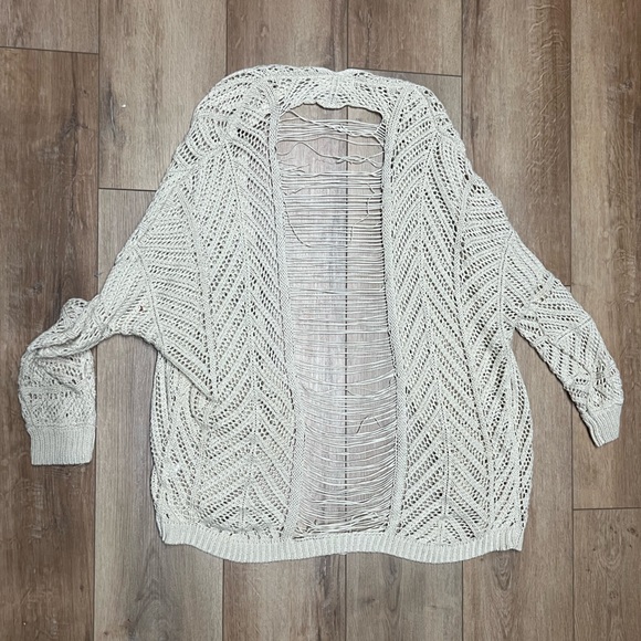 Altar'd State Cream Open Loose Knit Cardigan - Picture 2 of 4